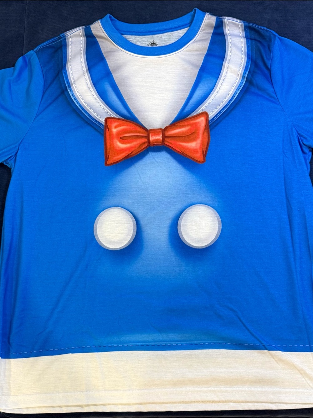 Disney Parks Donald Duck Costume Graphic Tee Men’s L Blue Sailor Suit Shirt EUC